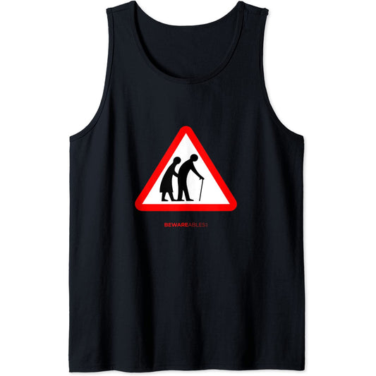 Elderly people crossing old senior citizens funny sign Tank Top T-Shirt