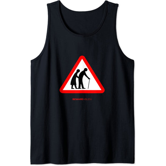 Personas mayores cruzando a los ancianos signo divertido Tank Top T-Shirt
