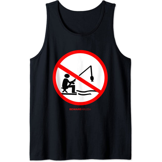 Prohibido pescar señal de no pescar divertido pez dejar de Tank Top T-Shirt