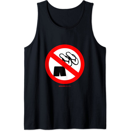 Prohibido sandalias y pantalones cortos señal de tráfico Tank Top T-Shirt