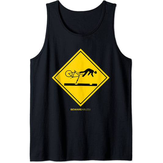 Falling bicyclists ahead caution sign funny cycling bike MTB Tank Top T-Shirt