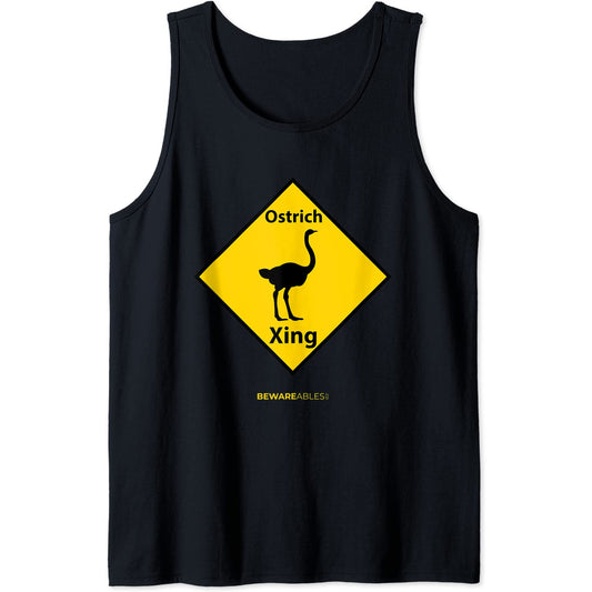 Ostrich crossing funny road sign allegedly Ostrich feathers Tank Top T-Shirt