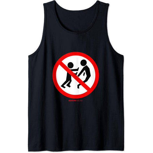 No pushing or fighting funny road sign Forbidden Tank Top T-Shirt
