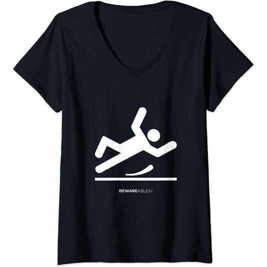 Rutschiger Boden, lustig fallen, ungeschickt V-Neck T-Shirt
