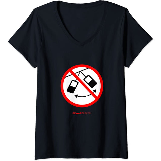 Ski & Snowboard funny sign, don't rock the Gondola cable car V-Neck T-Shirt