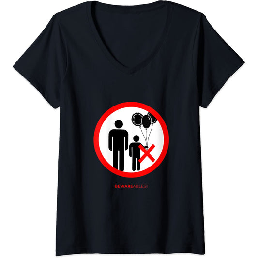 Panneaux amusants 'Pas de ballons autorisés pour les enfants V-Neck T-Shirt