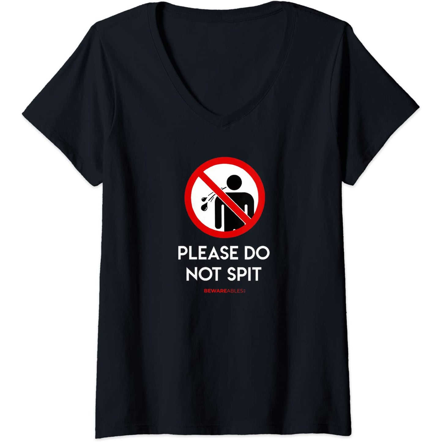 Bitte nicht spucken Verbotenes Straßenschild lustig V-Neck T-Shirt