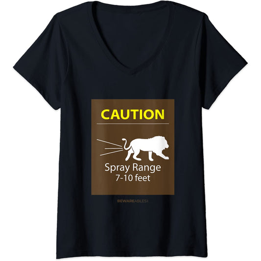 Attention, portée du jet 7-10ft, caca d'animal de zoo drôle V-Neck T-Shirt