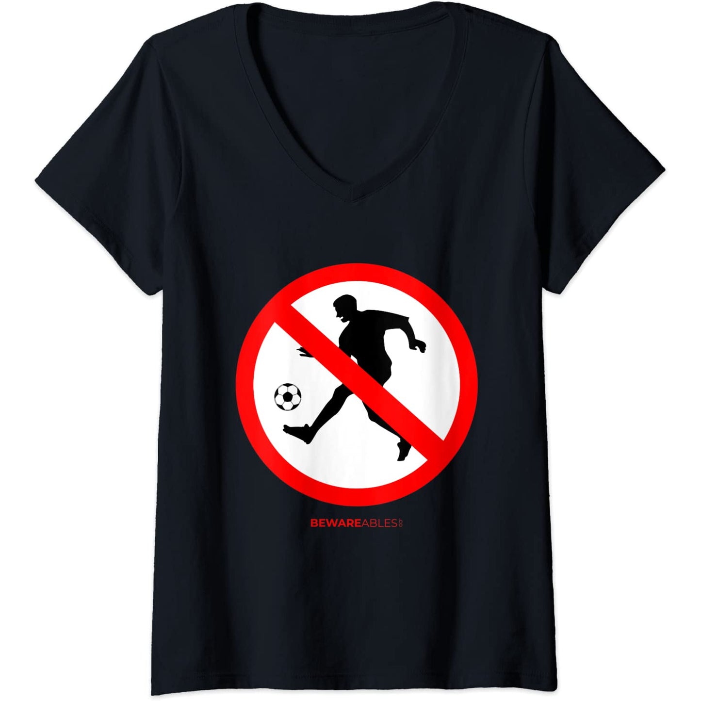 Verbotener Fußball lustiges Zeichen Fußballspiel V-Neck T-Shirt