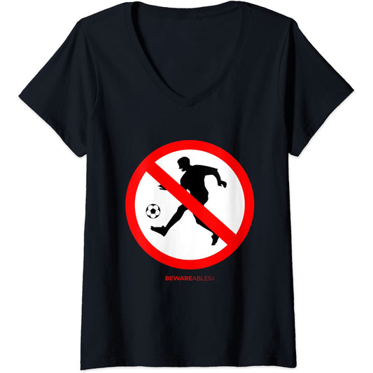 Forbidden soccer funny sign football game V-Neck T-Shirt