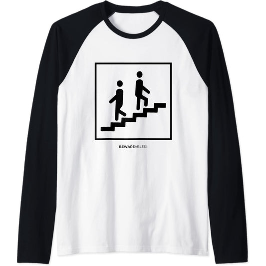 Escaliers sans fin, s'éloigner à part, signe réel drôle Raglan T-Shirt
