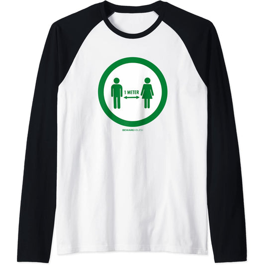 Signe simple de distance sociale drôle Pandemic Raglan T-Shirt