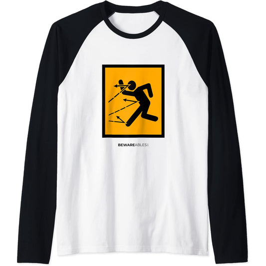 Beware of flying objects, they bounce, funny power tools Raglan T-Shirt