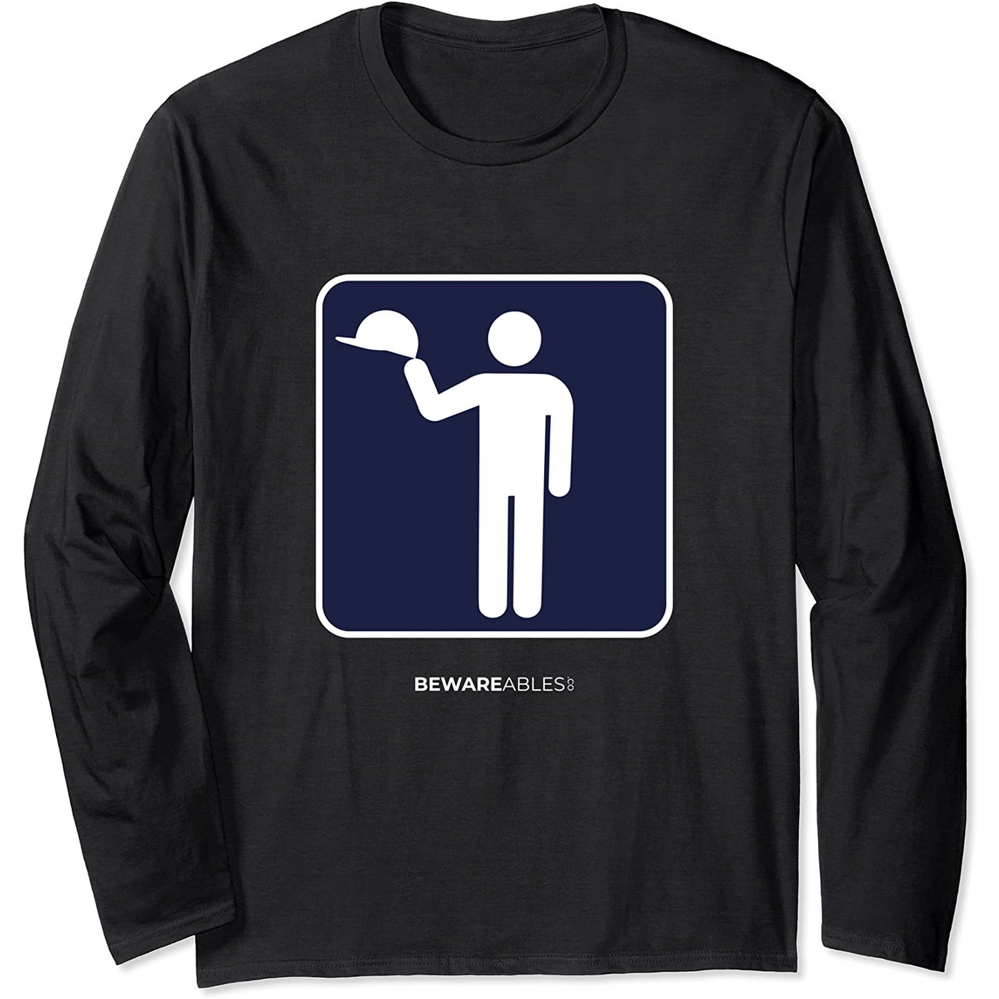 脱帽、硬質帽は不要、おかしな標識 Long Sleeve T-Shirt