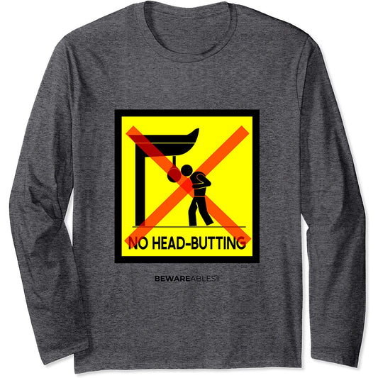 No testa butting boxe speed bag, boxe palestra divertente segno Long Sleeve T-Shirt