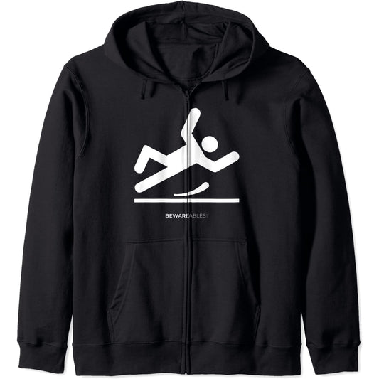 床が滑る、転び方がおかしい、不器用 Zip Hoodie