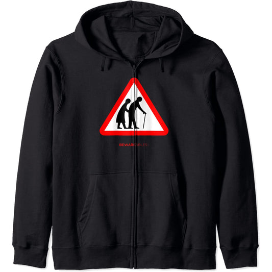 Personnes âgées traversant de vieilles personnes âgées signe Zip Hoodie
