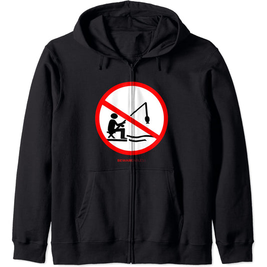 Panneau d'interdiction de pêcher drôle de poisson arrête de Zip Hoodie