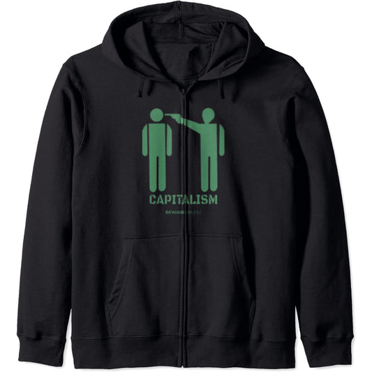 頭に銃を突きつけられるような資本主義の落書き Zip Hoodie