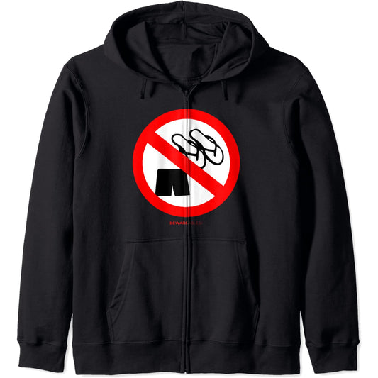 Panneau routier interdisant les sandales et les shorts drôle Zip Hoodie