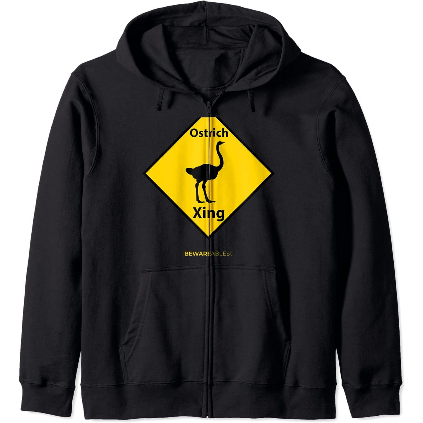 Croisement d'autruches panneau de signalisation drôle Zip Hoodie
