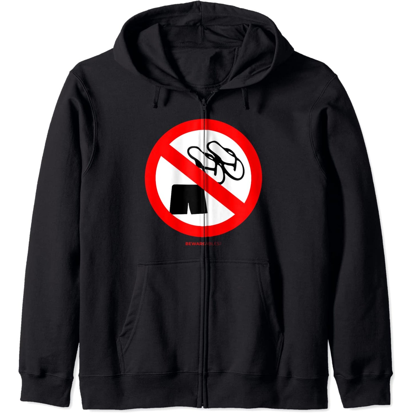 サンダルやショートパンツ禁止の道路標識面白いビーチ Zip Hoodie