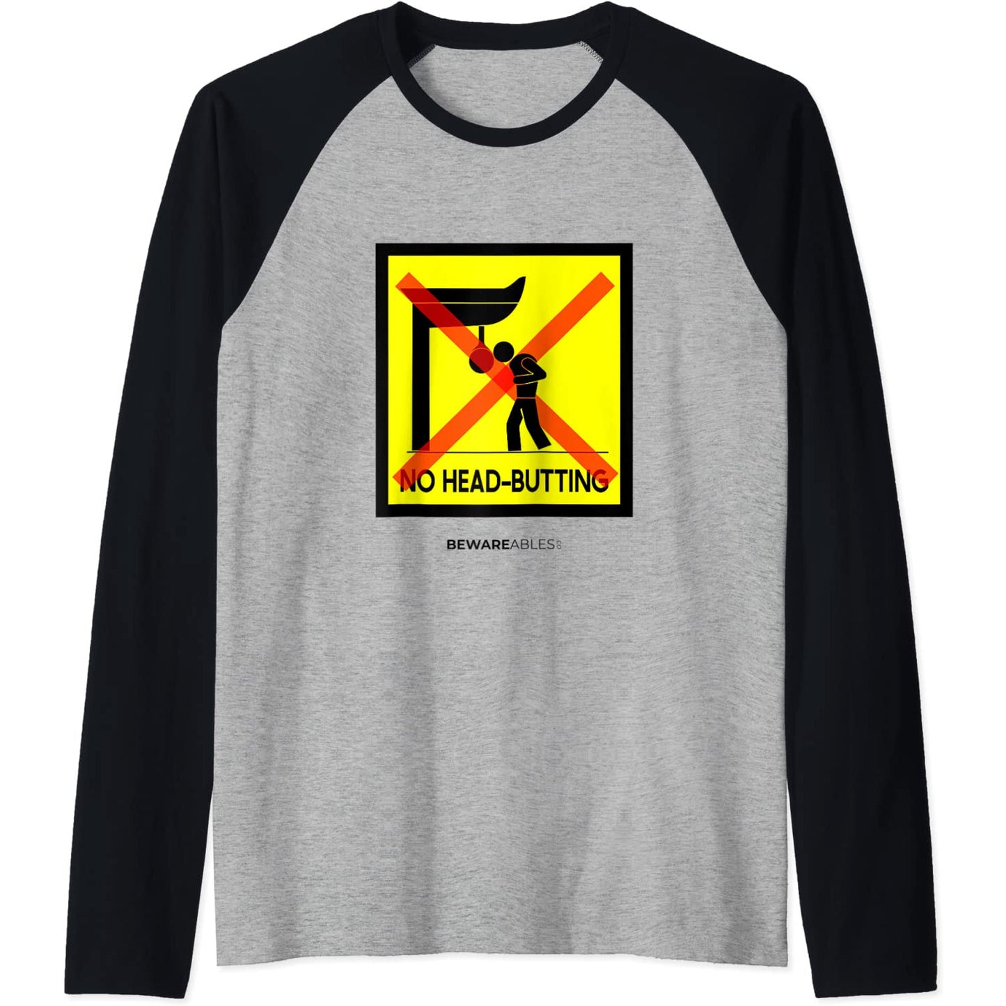 Boxsack ohne Kopfstoß, lustiges Schild Raglan T-Shirt