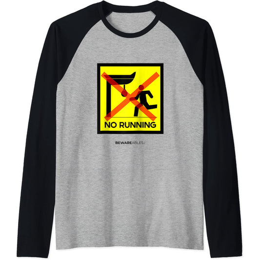 No Running Punches boxing speed bag, panneau drôle de salle Raglan T-Shirt