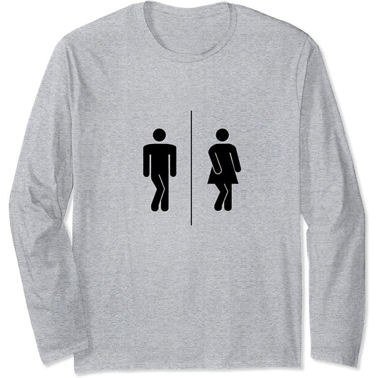 I need to go! funny bathroom restroom WC sign Long Sleeve T-Shirt