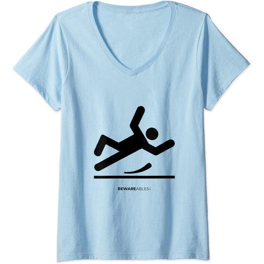 Rutschiger Boden, lustig fallen, ungeschickt V-Neck T-Shirt