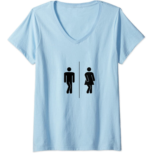 I need to go! funny bathroom restroom WC sign V-Neck T-Shirt