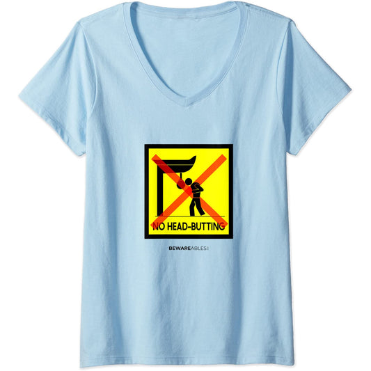 Panneau humoristique avec inscription « No Head Butting » V-Neck T-Shirt