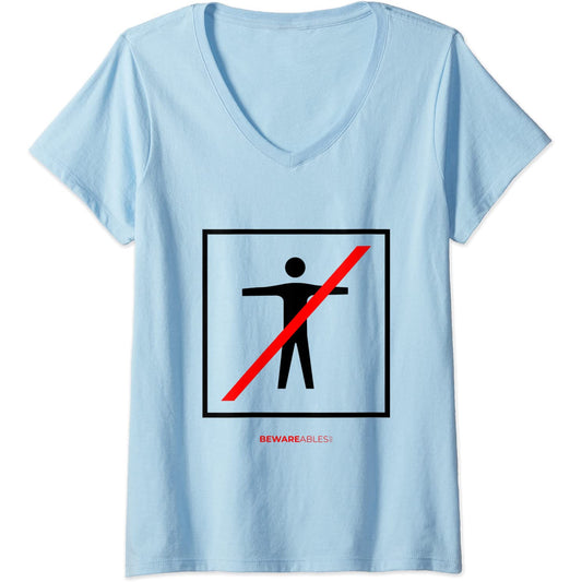 No human allowed. Funny confusing sign V-Neck T-Shirt