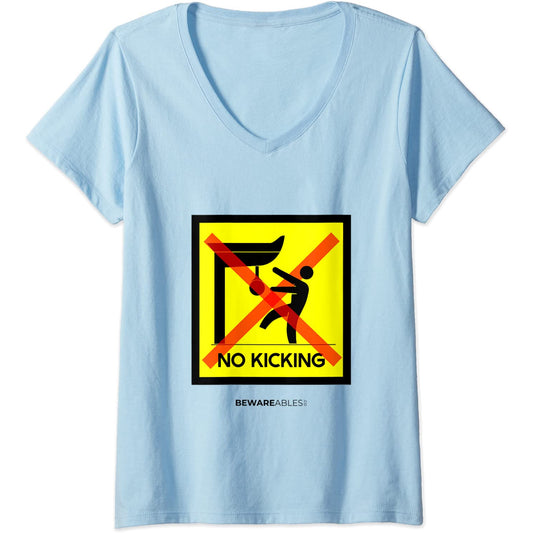 Pas de coup de pied dans le sac de boxe, panneau drôle de V-Neck T-Shirt