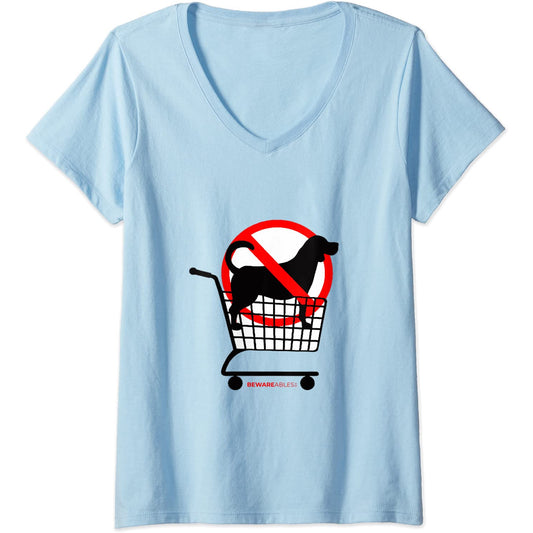 Pas de chiens dans le panier de courses amusant pour les amoureux des chiens V-Neck T-Shirt
