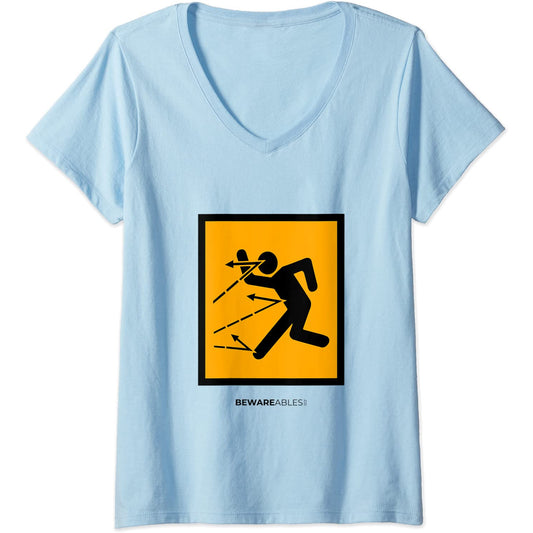 Vorsicht vor fliegenden Gegenständen, sie hüpfen, lustige V-Neck T-Shirt