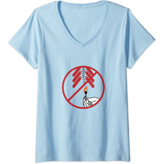 Feux d'artifice interdits signe de célébration drôle V-Neck T-Shirt