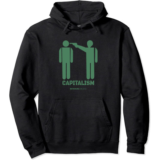 Kapitalismus-Graffiti, als würde man dir eine Waffe an den Hoodie
