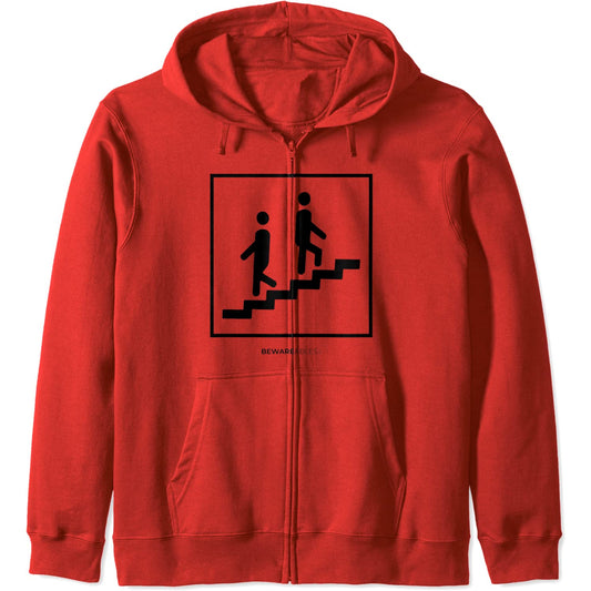 Endless stairs, walking away apart, funny real sign Zip Hoodie