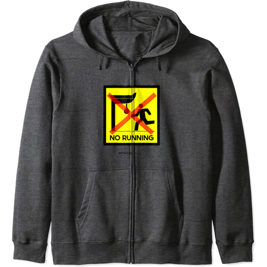 No Running Punches boxing speed bag, panneau drôle de salle Zip Hoodie