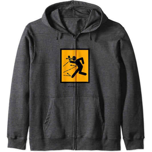 Beware of flying objects, they bounce, funny power tools Zip Hoodie