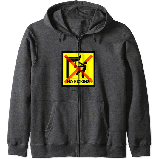Pas de coup de pied dans le sac de boxe, panneau drôle de Zip Hoodie